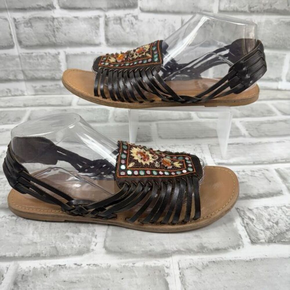 Faded Glory Rhonda Women's Size 9 Brown Leather Mexican Style Huarache Sandals